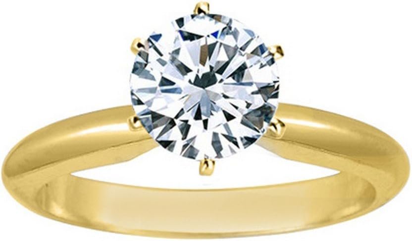 1-2 Carat Round Cut Natural Diamond Solitaire Engagement Ring 14K Rose Gold 6 Prong (K-L, I2) Very Good Cut