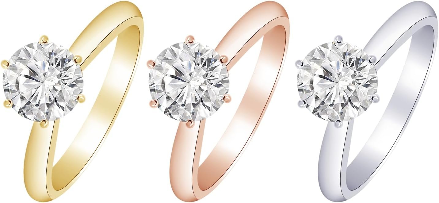 1-2 Carat Round Cut Natural Diamond Solitaire Engagement Ring 14K Rose Gold 6 Prong (K-L, I2) Very Good Cut - Image 5