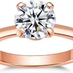 IMOLOVE Solitaire Moissanite Engagement Ring, 1CT D Color VVS1 Clarity, 925 Sterling Silver with 18K White Gold Plated, Ideal Gift for Women