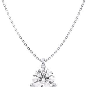 IGI Certified 1 Carat Lab Grown Diamond Round Solitaire Pendant Necklace for Women – 14k White Gold Necklace (I-J, VS1-VS2, 1.00 cttw) – 3-Prong Martini – 18 Inch Chain
