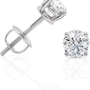 IGI Certified 1 to 10 Carat D-E Color and VS1-VS2 Clarity Lab Grown Diamond Stud Earrings for Women I 14k White Gold Earrings for Her I Secure Screw Back Made in USA by Beverly Hills Jewelers
