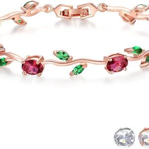 FEDONA 18k Yellow Gold-Plated Sterling Silver Diamond Accent Two-Tone Gemstone Tennis Bracelet Diamond Bangle Bracelet Colorful