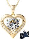 Moissanite Necklace for Women – 14k Gold Heart Necklaces – Moissanite Pendant 2 – 3 Carat – Christmas Gifts for Women – Jewelry Gift for Anniversary, Girlfriend Birthday – Jewelry for Wife from Husband