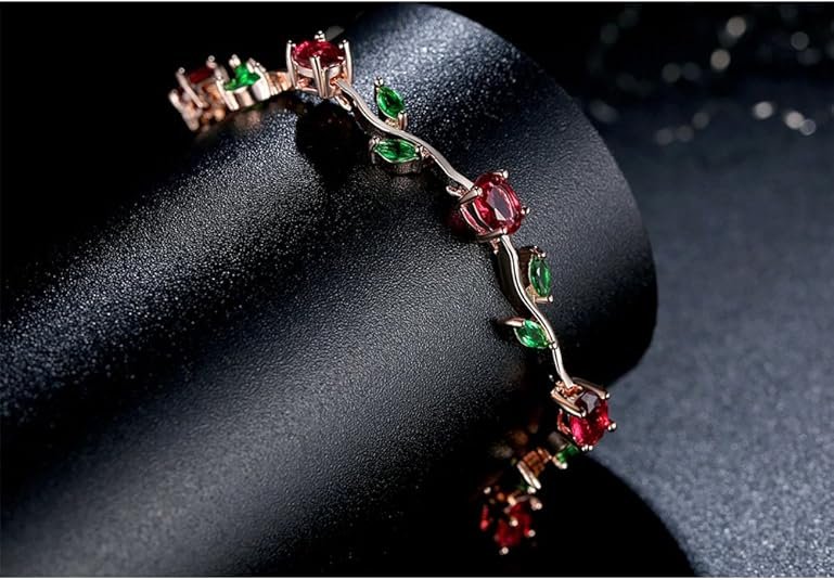 FEDONA 18k Yellow Gold-Plated Sterling Silver Diamond Accent Two-Tone Gemstone Tennis Bracelet Diamond Bangle Bracelet Colorful - Image 2