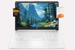 HP 14" Ultra Light Laptop for Student & Home (Intel Quad-Core N4120, 4GB RAM, 128GB(64GB + 64GB SD), 1-Year Office 365) 11-Hr Long Battery Life, Webcam, WiFi, Win 11 Home in S Mode - Snow White