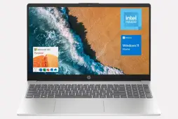 HP 15.6" Portable Laptop, HD Display, Intel Quad-Core N200 Processor, 16GB RAM, 128GB Storage, Wi-Fi 6, Webcam, HDMI, Numeric Keypad, Windows 11 Home, Silver