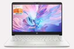 HP Portable Laptop, Student and Business, 14" HD Display, Intel Quad-Core N4120, 16GB DDR4 RAM, 64GB eMMC, 1 Year Office 365, Webcam, RJ-45, HDMI, Wi-Fi, Windows 11 Home, Silver