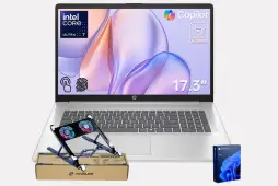 HP Pro Business Copliot AI Laptop PC, 17.3" Touchscreen, Ultra 7 255U, 16GB DDR5, 1TB SSD, Wi-Fi 6, Webcam, Backlit Keyboard, Fingerprint Reader, Bundle with PCO Laptop Cooler